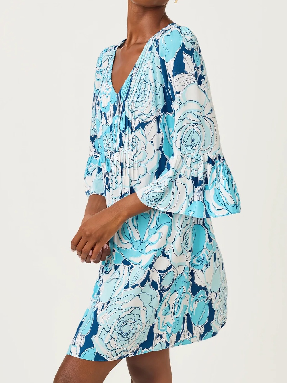 EUC🩵Lily Pulitzer Danika Tunic Dress 3/4 Sleeve Size 2 Capri Blue Rosanna